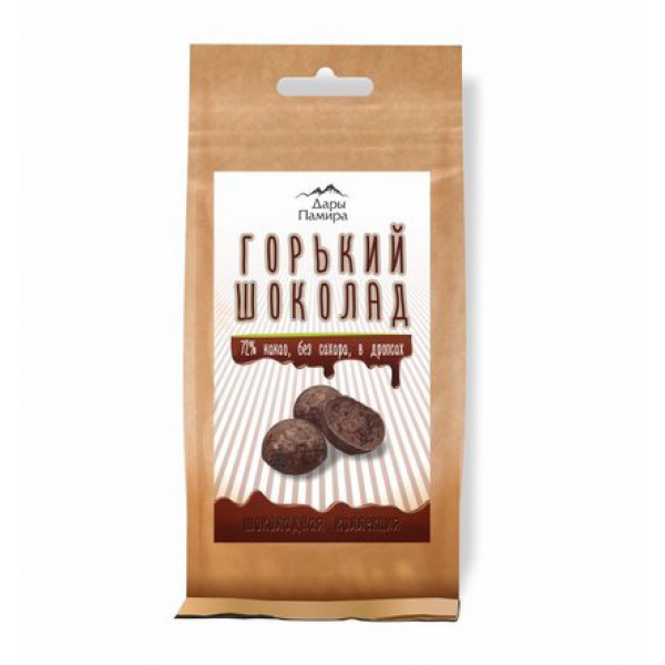 Горький шоколад 72% без сахара (в дропсах) "Дары Памира" 92г