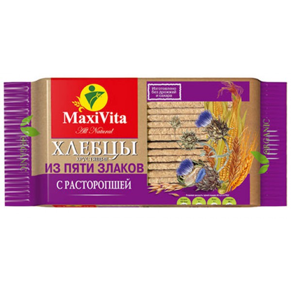 Хлебцы хрустящие "Из пяти злаков" с расторопшей  "Maxi Vita" 150гр